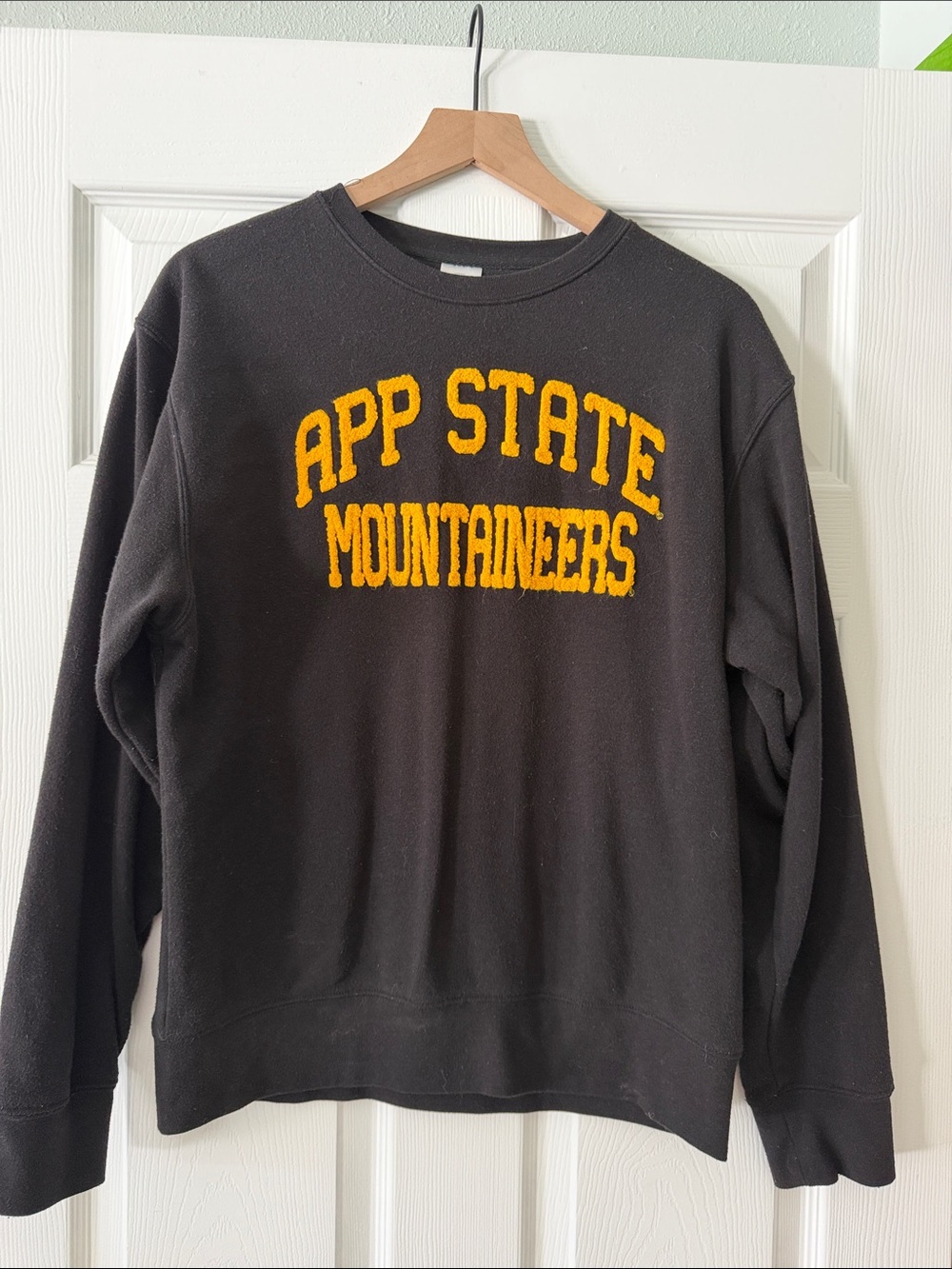 Black App State Mountaineers Crewneck Sweatshirt